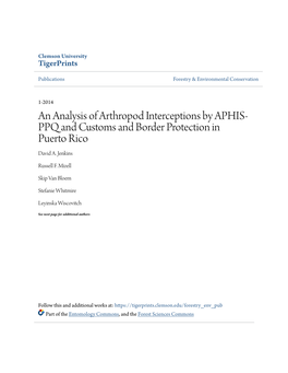 An Analysis of Arthropod Interceptions by APHIS-PPQ and Customs and Border Protection in Puerto Rico
