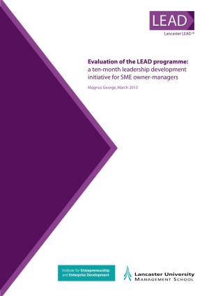 Evaluation of the LEAD Programme: a Ten-Month Leadership Development Initiative for SME Owner-Managers