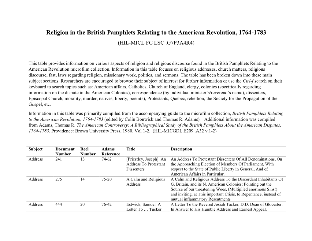 Religion in the British Pamphlets.Pdf
