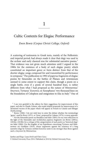 Cultic Contexts for Elegiac Performance