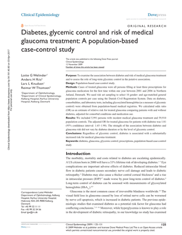 Diabetes, Glycemic Control and Risk of Medical Glaucoma Treatment: a Population-Based Case-Control Study