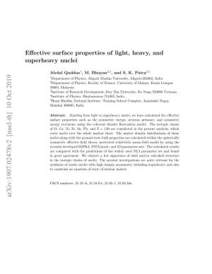 Effective Surface Properties of Light, Heavy, and Superheavy Nuclei