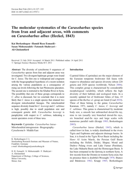 The Molecular Systematics of the Carasobarbus Species from Iran and Adjacent Areas, with Comments on Carasobarbus Albus (Heckel, 1843)