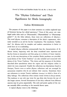 The "Dhyana Collections" and Their Significance for Hindu Iconography