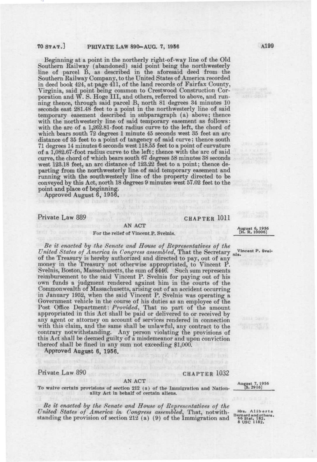 PRIVATE LAW 890-AUG. 7, 1966 Al99 Beginning at A
