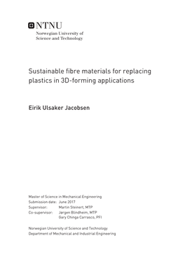 Sustainable Fibre Materials for Replacing Plastics in 3D-Forming Applications