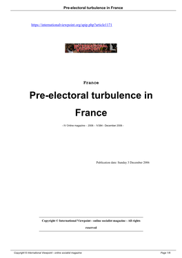 Pre-Electoral Turbulence in France