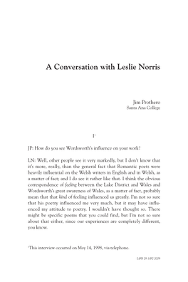 A Conversation with Leslie Norris