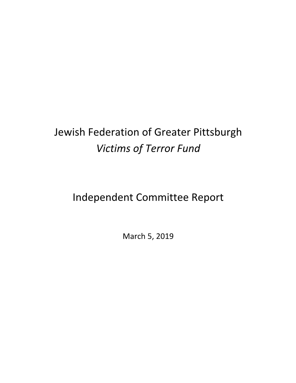 Victims of Terror Fund Independent Committee Report