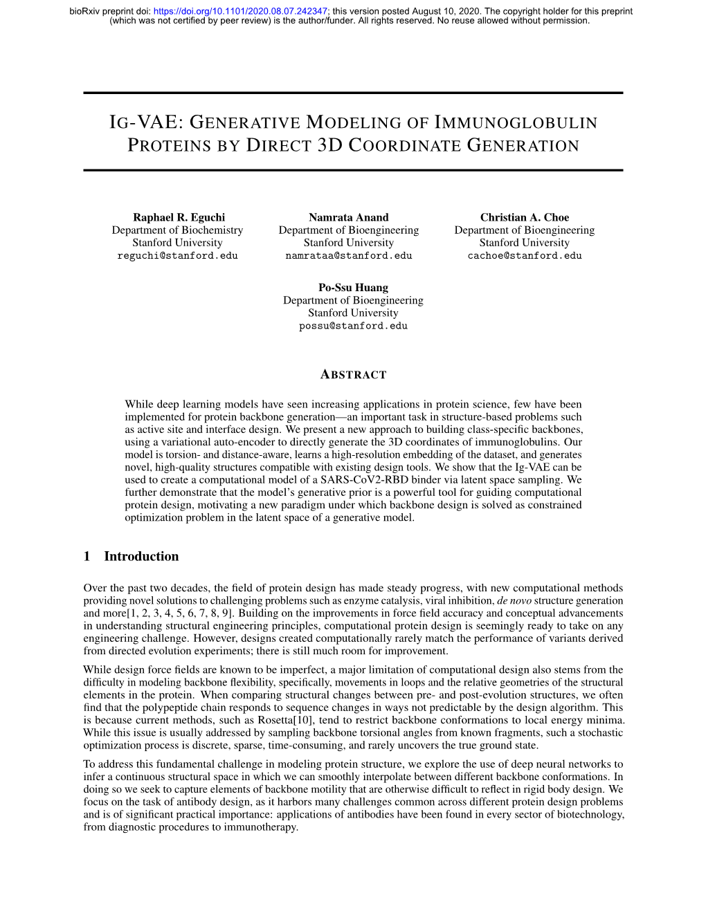 IG-VAE: Generative Modeling of Immunoglobulin Proteins by Direct