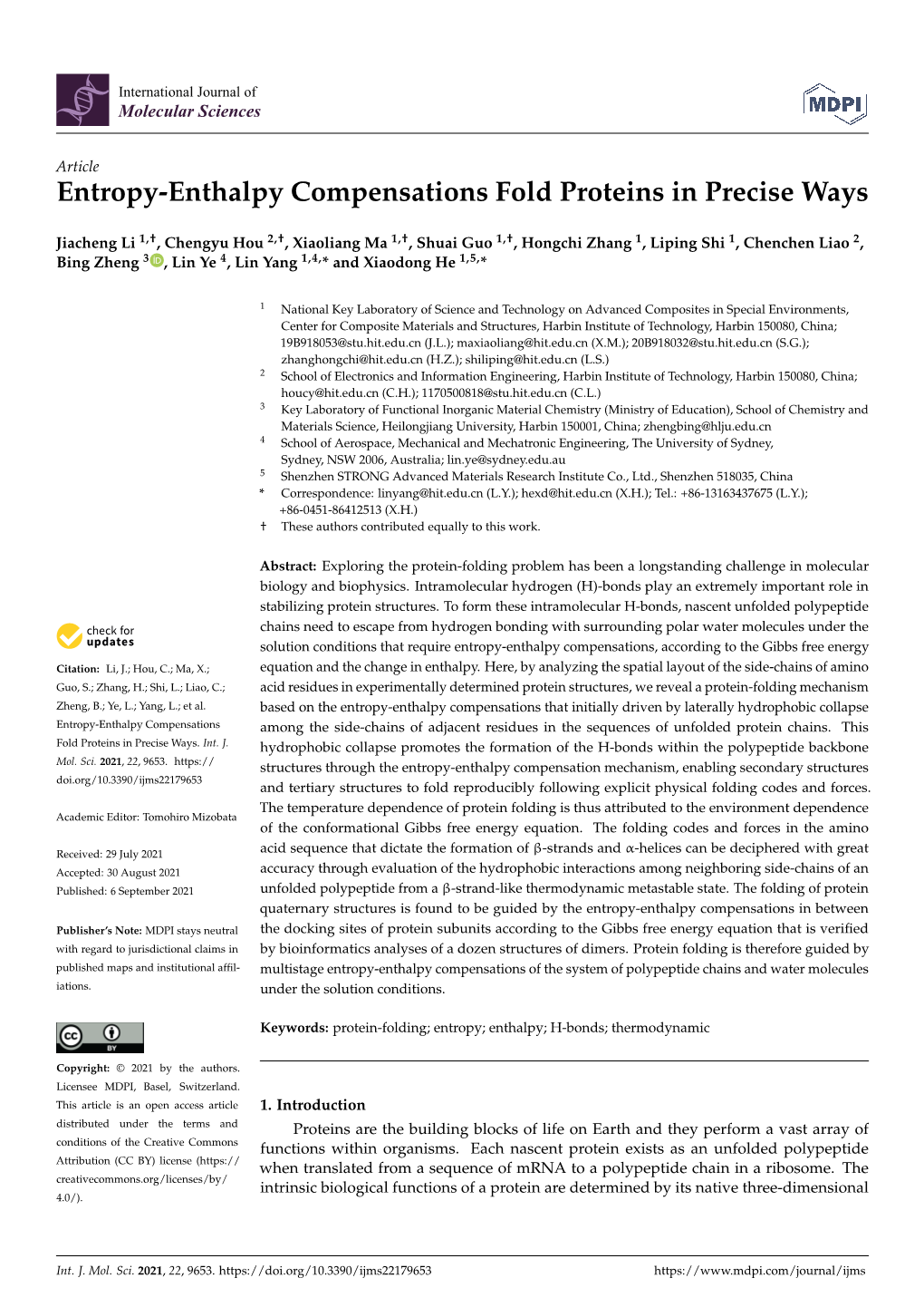 Entropy-Enthalpy Compensations Fold Proteins in Precise Ways