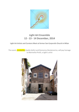 Light Art Ensemble 12 ‐ 13 ‐ 14 December, 2014