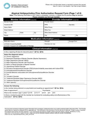 Atypical Antipsychotics Pa Request Form