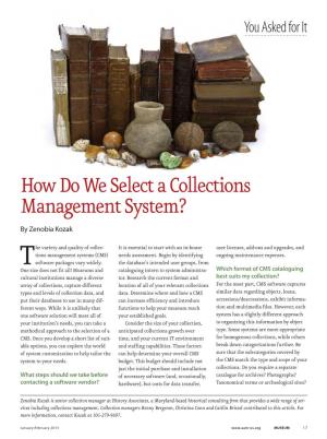 How Do We Select a Collections Management System?