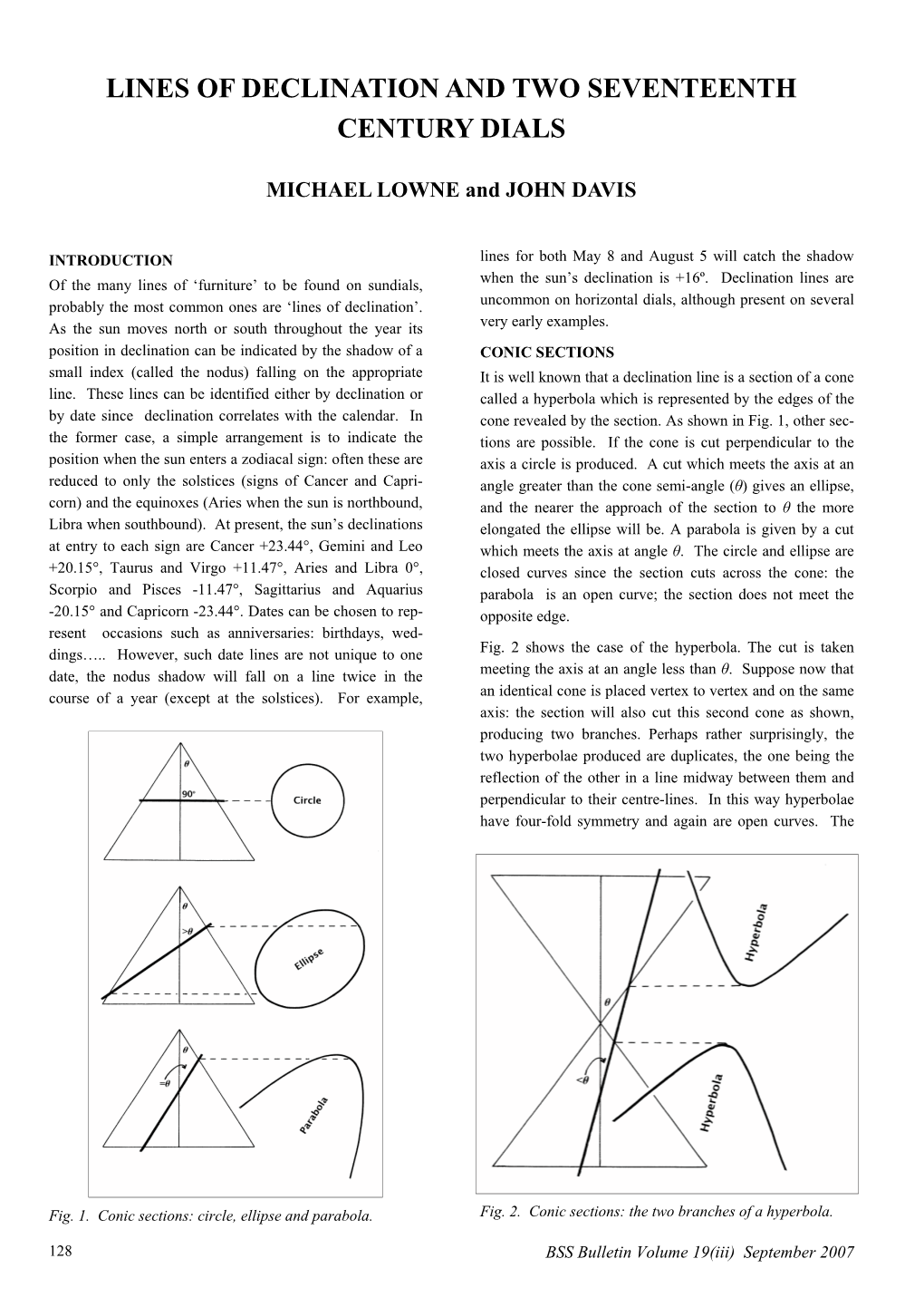 Lines of Declination and Two Seventeenth Century Dials