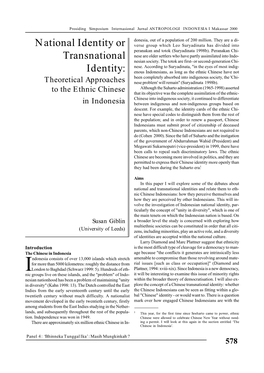 National Identity Or Transnational Identity