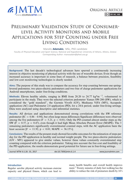 Preliminary Validation Study of Consumer-Level Activity Monitors and Mobile Applications for Step Counting Under Free Living Conditions