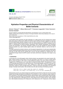 Hydration Properties and Physical Characteristics of Belite Cements