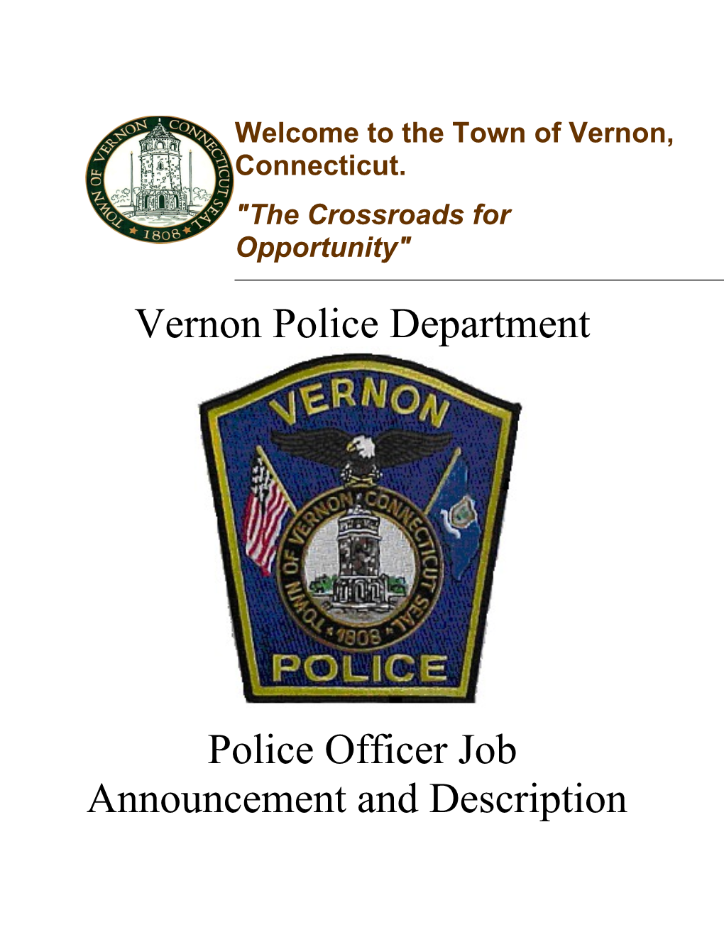 Police Officer Job Announcement and Description