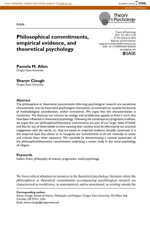 Philosophical Commitments, Empirical Evidence, and Theoretical Psychology