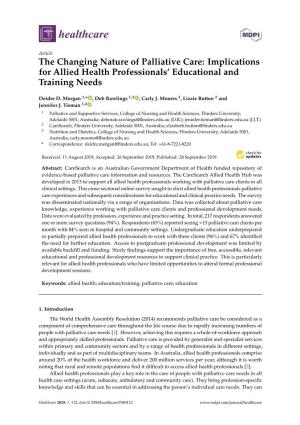 The Changing Nature of Palliative Care: Implications for Allied Health Professionals’ Educational and Training Needs