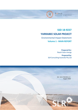 SSD 18-9237 YARRABEE SOLAR PROJECT Environmental Impact Statement Volume 1 - MAIN REPORT