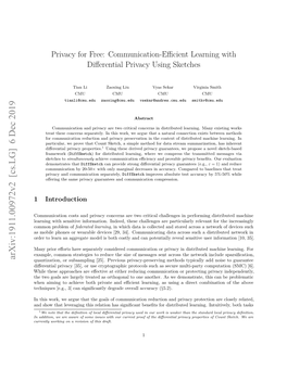 Privacy for Free: Communication-Efficient Learning
