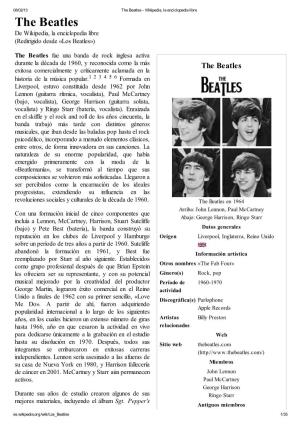 The Beatles - Wikipedia, La Enciclopedia Libre the Beatles De Wikipedia, La Enciclopedia Libre (Redirigido Desde «Los Beatles»)