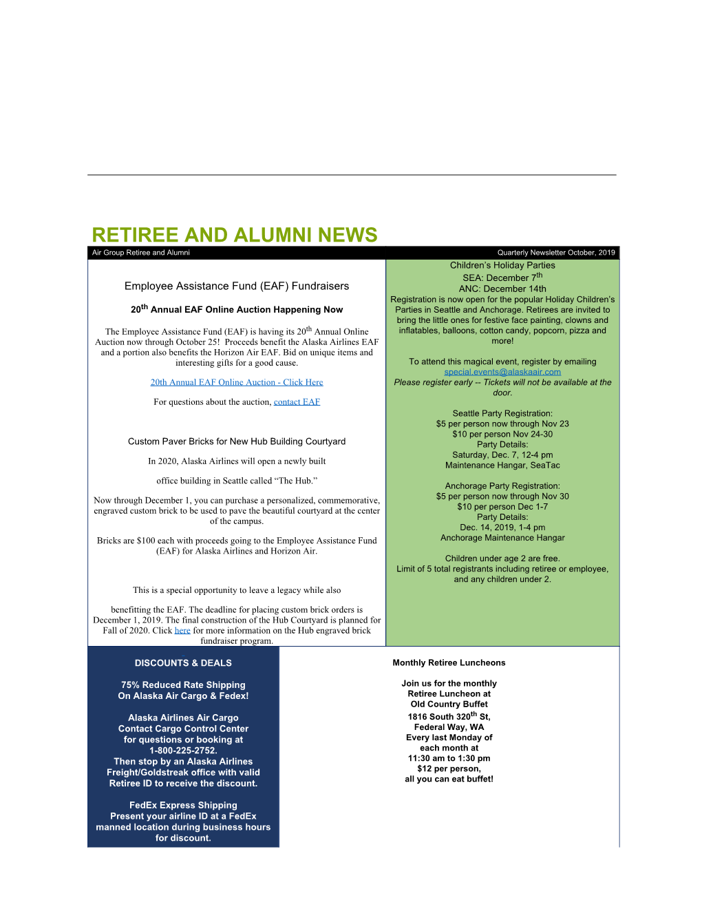 Retiree and Alumni News