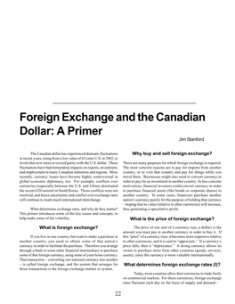 Foreign Exchange and the Canadian Dollar: a Primer Jim Stanford