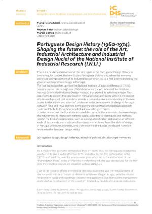 Portuguese Design History (1960-1974). Shaping the Future