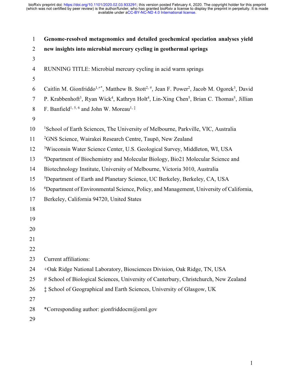 Genome-Resolved Metagenomics and Detailed Geochemical Speciation