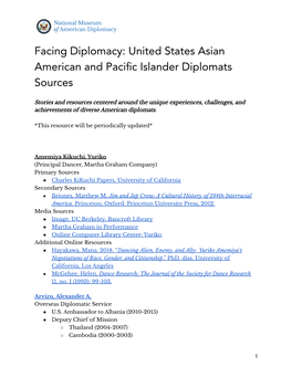 Facing Diplomacy: Asian American and Pacific Islander Diplomats