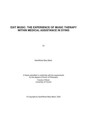 The Experience of Music Therapy Within Medical Assistance in Dying