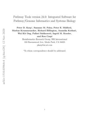 Pathway Tools Version 24.0: Integrated Software for Pathway/Genome Informatics and Systems Biology