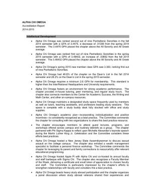ALPHA CHI OMEGA Accreditation Report 2014-2015