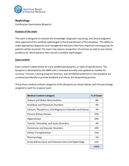 Nephrology Certification Exam Blueprint (Pdf)