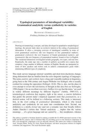 Grammatical Analyticity Versus Syntheticity in Varieties of English