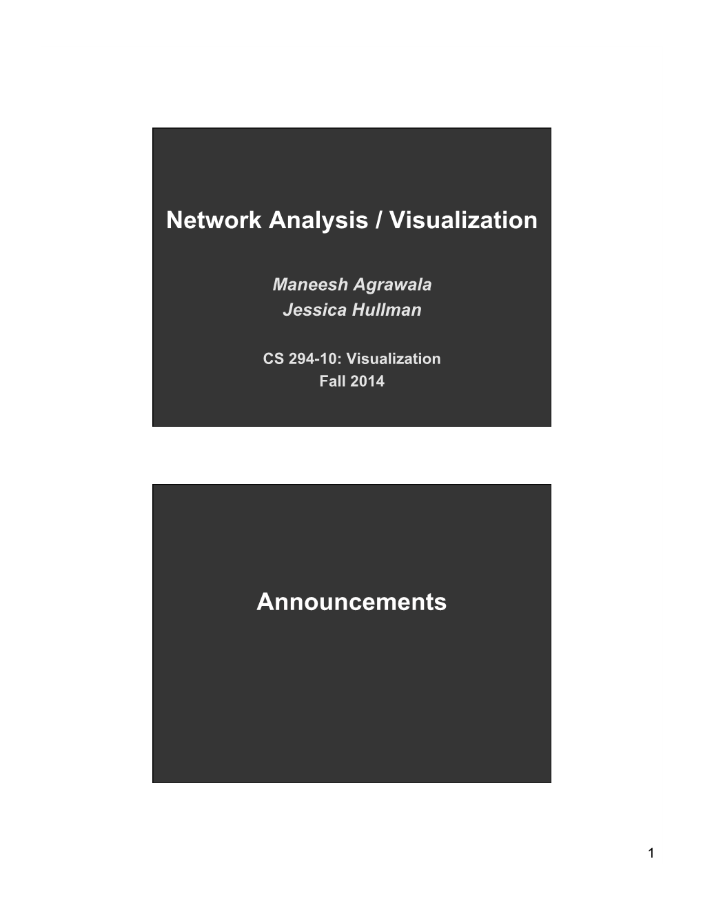 Network Analysis / Visualization Announcements