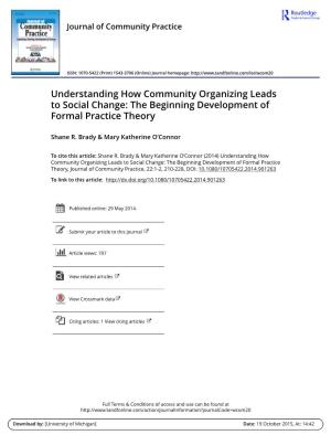 Understanding How Community Organizing Leads to Social Change: the Beginning Development of Formal Practice Theory
