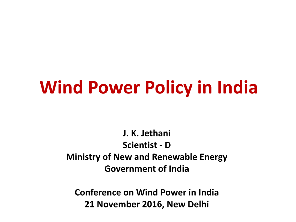 Wind Power Policy in India