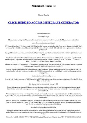 Minecraft Hacks Pc