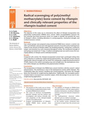 Radical Scavenging of Poly(Methyl Methacrylate) Bone Cement by Rifampin and Clinically Relevant Properties of the Rifampin-Loaded Cement