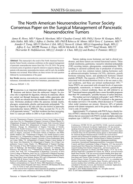 The North American Neuroendocrine Tumor Society Consensus Paper on the Surgical Management of Pancreatic Neuroendocrine Tumors
