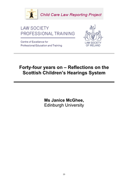 Reflections on the Scottish Children's Hearings System