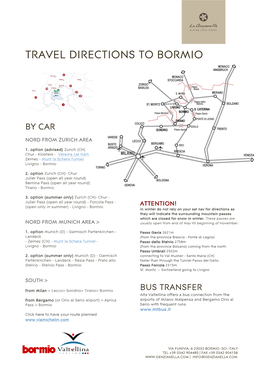 Travel Directions to Bormio