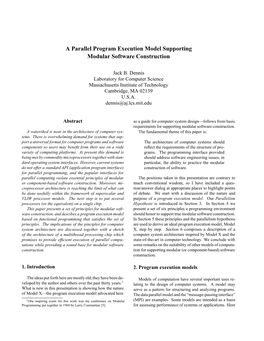 A Parallel Program Execution Model Supporting Modular Software Construction