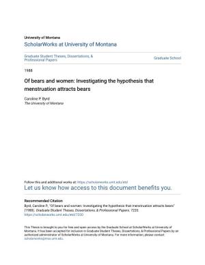 Of Bears and Women: Investigating the Hypothesis That Menstruation Attracts Bears