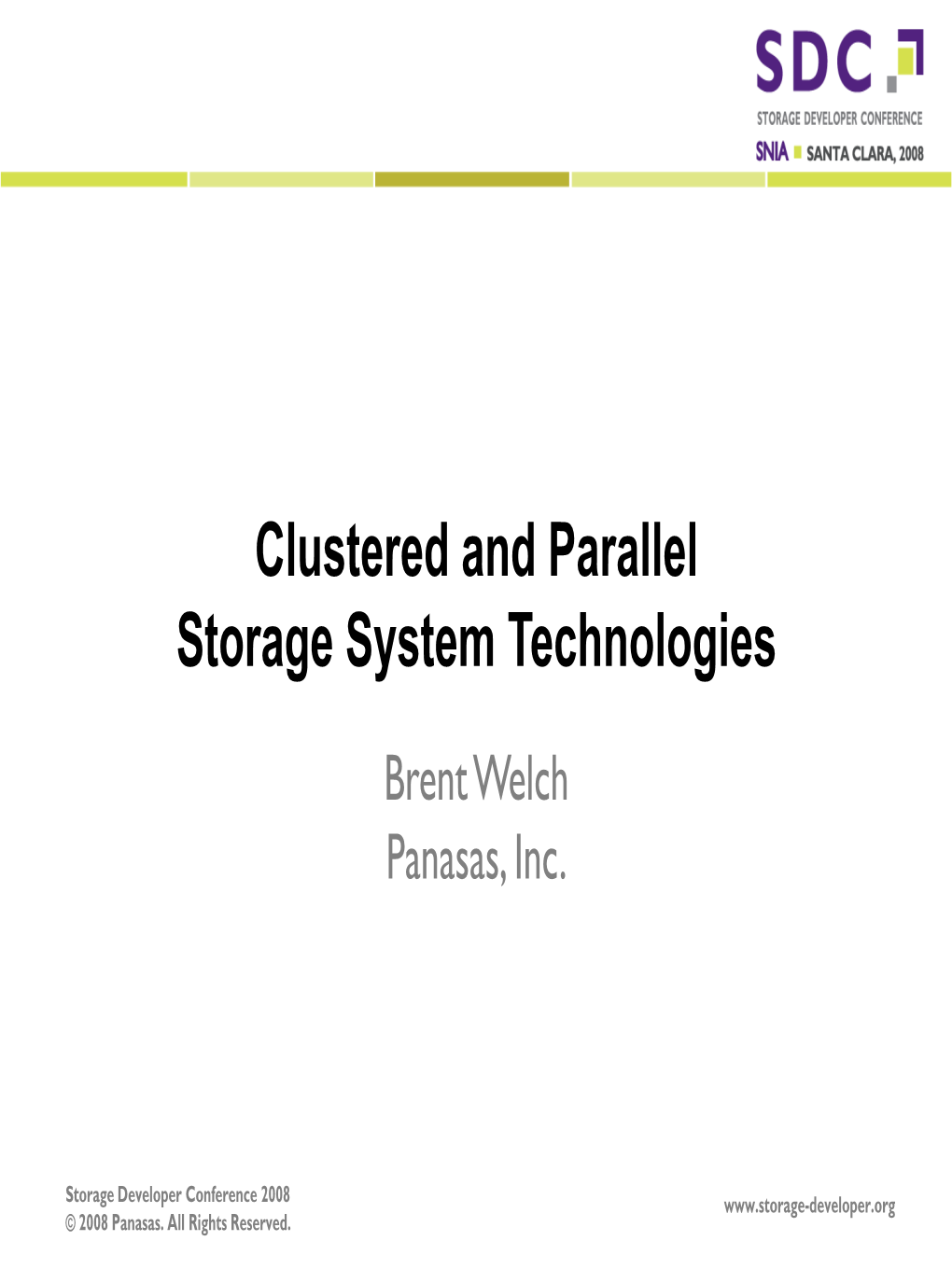 Clustered and Parallel Storage System Technologies