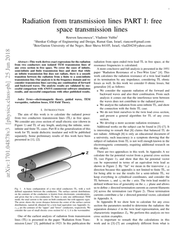 Radiation from Transmission Lines PART I: Free Space